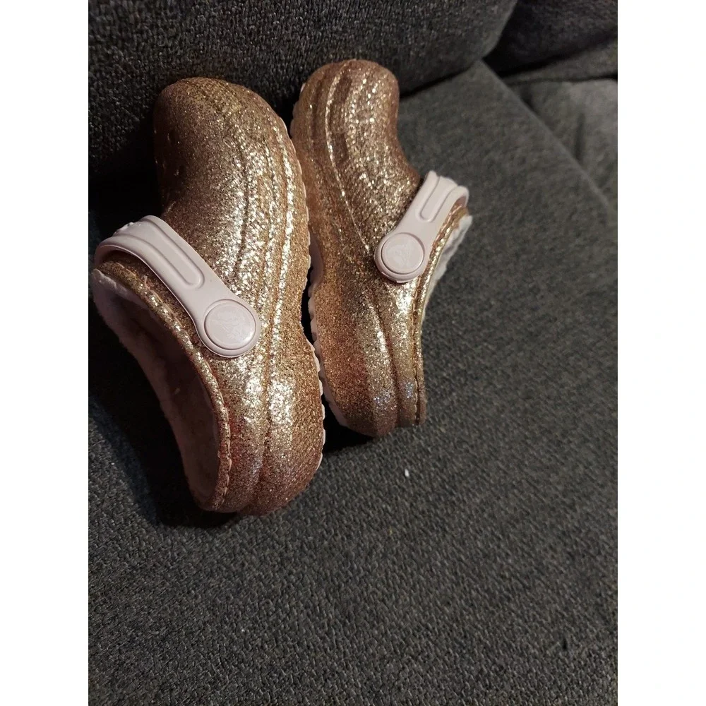 Pink‎ Crocs Girls Sparkly Kids Shoes Size C7 Insulated